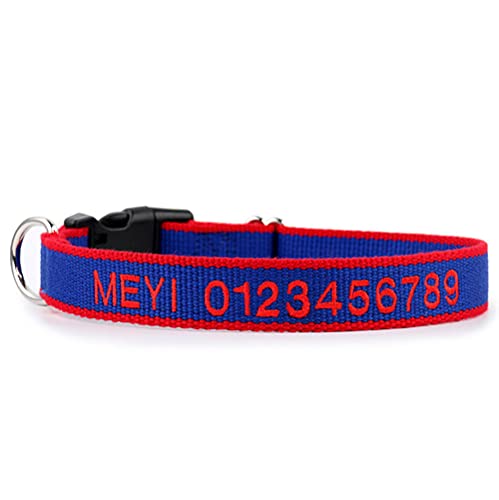 Custom Personalized Dog Hundehalsband mit gestickten ID Pet Name & Telefonnummer für Jungen- und Mädchenhunde Großer mittlerer Kleiner Hund Dunkelblau L:(40-60cm) von LTSLZO