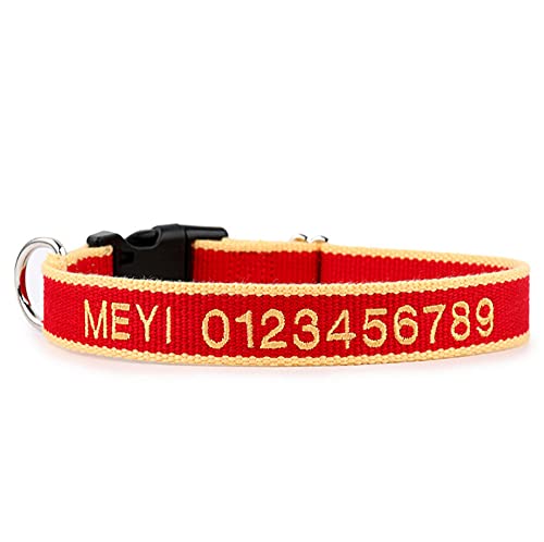 Custom Personalized Dog Hundehalsband mit gestickten ID Pet Name & Telefonnummer für Jungen- und Mädchenhunde Großer mittlerer Kleiner Hund Rot L:(40-60cm) von LTSLZO