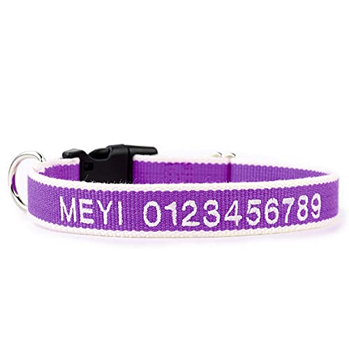 Custom Personalized Dog Hundehalsband mit gestickten ID Pet Name & Telefonnummer für Jungen- und Mädchenhunde Großer mittlerer Kleiner Hund Violett L:(40-60cm) von LTSLZO