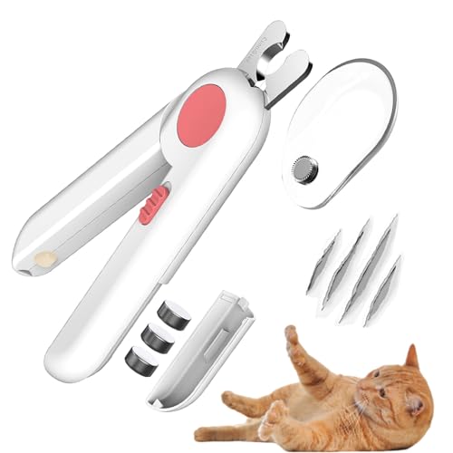 Katzen-Nagelknipser mit Sicherheitsschutz, Krallenschere für kleine Hunde und Katzen, mit LED-Licht und Nagelfeile, Haustierbedarf, Fellpflegeprodukte, Schermaschine für Welpen, Katzen, Kaninchen, von LTXDJ