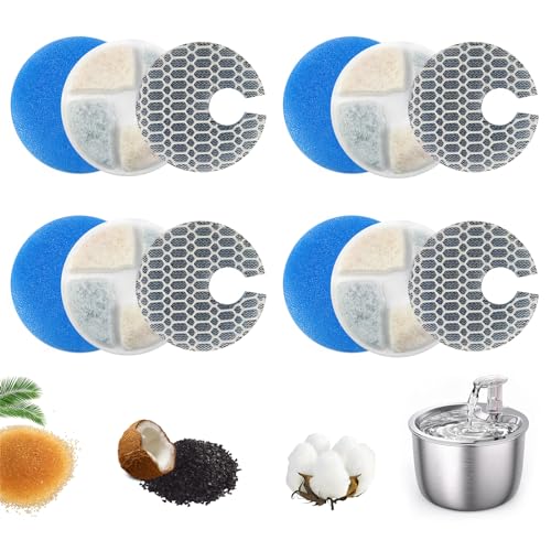 4-er Set Trinkbrunnen Filter für Katze Hunde, 12 teilig Automatischen Pet Fountain Zehnfaches Filtersystem Haustier Wasserbrunnen mit Harz, Aktivkohle, 8D Filterschwamm für Ersatz LTZGO Katzenbrunnen 4-er Set Trinkbrunnen Filter für Katze Hunde, 12 teilig Automatischen Pet Fountain Zehnfaches Filtersystem Haustier Wasserbrunnen mit Harz, Aktivkohle, 8D Filterschwamm für Ersatz LTZGO Katzenbrunnen von LTZGO