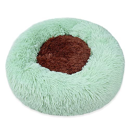 LUBOSE Flauschiges Welpen-Kuscheln, rundes Katzennest, weiches flauschiges Katzennest, warme Plüsch-Haustierunterlage für Katzenbett, großes Katzenbett. (60 cm, grün) von LUBOSE