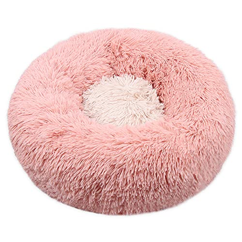 LUBOSE Flauschiges Welpen-Kuscheln, rundes Katzennest, weiches flauschiges Katzennest, warme Plüsch-Haustierunterlage für Katzenbett, großes Katzenbett. (75 cm, Rosa) von LUBOSE