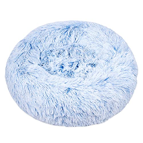 LUBOSE Flauschiges Welpen-Kuscheln, rundes Katzennest, weiches flauschiges Katzennest, warme Plüsch-Haustierunterlage für Katzenbett, großes Katzenbett. (75 cm, blau) von LUBOSE