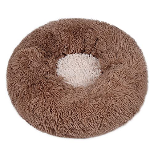 LUBOSE Flauschiges Welpen-Kuscheln, rundes Katzennest, weiches flauschiges Katzennest, warmes Plüsch-Haustierunterlage für Katzenbett, großes Katzenbett. (40 cm, braun) von LUBOSE