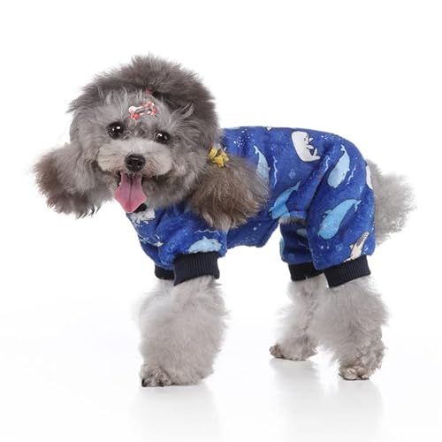 LUBOSE Haustier Kleidung, Hund Winter Pyjama Pullover, Hund Warmer Mantel, Hund Flanell Pullover, Hund weicher bequemer Mantel, Katze und Hundekleidung (XL, Dunkelblau) von LUBOSE
