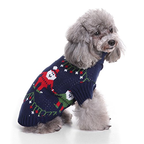 LUBOSE Haustier Pullover Haustier Plus Pullover Welpen Haustier Weste Hund Weihnachten Pullover Weihnachten Hund Urlaub Pullover (XL, Blau) von LUBOSE