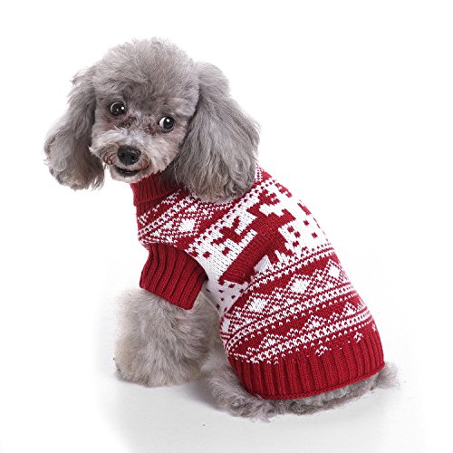 LUBOSE Haustier Pullover Haustier Plus Pullover Welpen Haustier Weste Hund Weihnachten Pullover Weihnachten Hund Urlaub Pullover (XL, Rot A) von LUBOSE