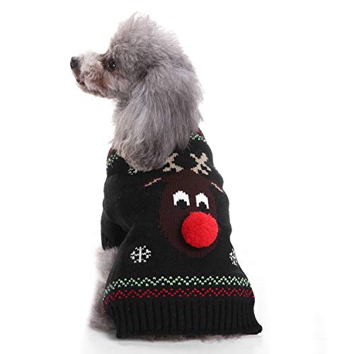 LUBOSE Haustier Pullover Haustier Plus Pullover Welpen Haustier Weste Hund Weihnachten Pullover Weihnachten Hund Urlaub Pullover (XXL, Elch Schwarz) von LUBOSE