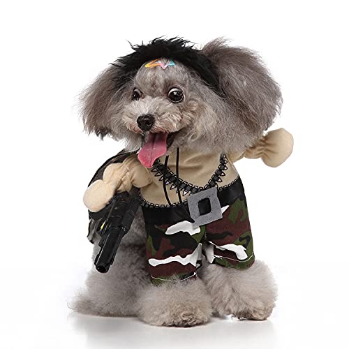 LUBOSE Haustier Stil Kleidung, Hund Winter Cosplay Pullover, Hund Warmer Mantel, Katze und Hund stehende Kleidung, lustige Hundekleidung, aufrechte Kleidung, Haustier Panda Stil Kleid (XL, Söldner) von LUBOSE