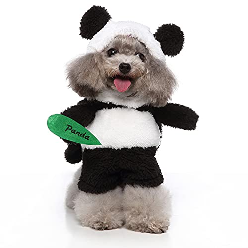 LUBOSE Haustier-Stil Kleidung, Hund Winter Cosplay Pullover, Hund warmer Mantel, Katze und Hund stehende Kleidung, lustige Hundekleidung, aufrechte Kleidung, Haustier Panda Stil Kleid (M, Panda) von LUBOSE