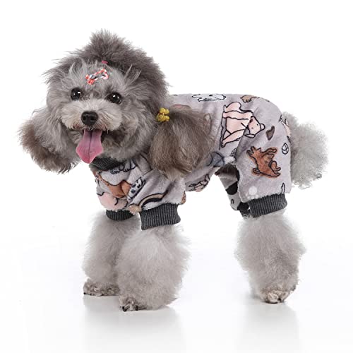 LUBOSE Haustierkleidung, Hund Winter Pyjama Pullover, Hund Warmer Mantel, Hund Flanell Pullover, Hund weicher bequemer Mantel, Katze und Hundekleidung (XL, Grau) von LUBOSE