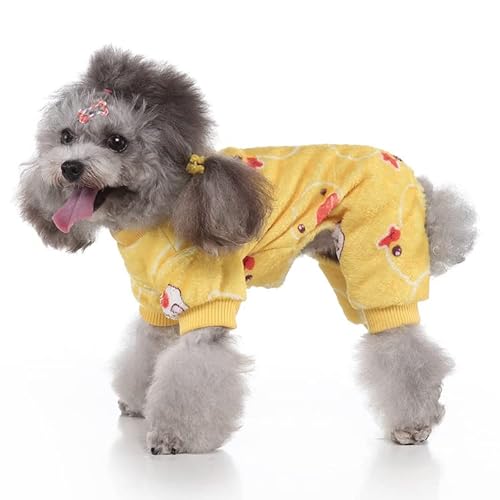 LUBOSE Haustierkleidung, Hunde-Winter-Pyjama-Pullover, Hundemantel, Hunde-Flanellpullover, weicher, bequemer Mantel, Katzen- und Hundekleidung (L, gelb) von LUBOSE