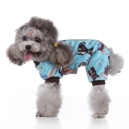 LUBOSE Haustierkleidung, Hunde-Winter-Pyjama-Pullover, Hundemantel, Hunde-Flanellpullover, weicher, bequemer Mantel, Katzen- und Hundekleidung (M, blau) von LUBOSE