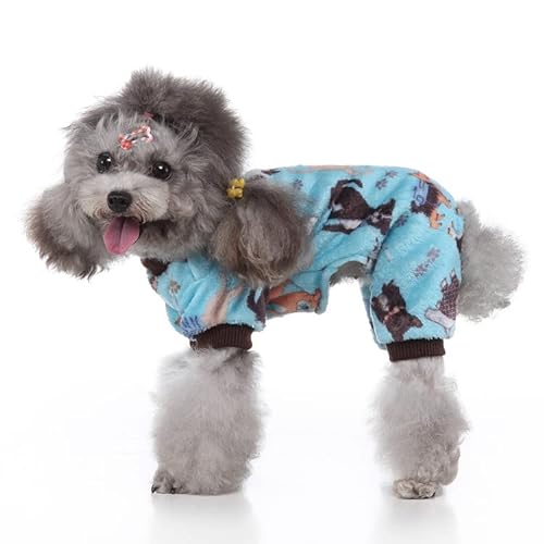 LUBOSE Haustierkleidung, Hunde-Winter-Pyjama-Pullover, Hundemantel, Hunde-Flanellpullover, weicher, bequemer Mantel, Katzen- und Hundekleidung (S, blau) von LUBOSE