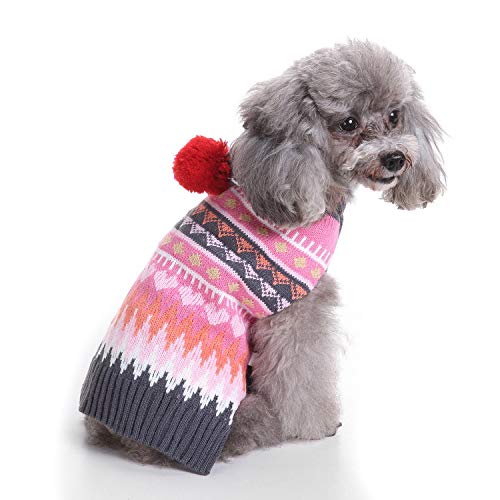 LUBOSE Haustierpullover, Haustier Plus Pullover, Welpen Haustier Weste, Hund Weihnachten Pullover, Weihnachten Hund Urlaub Pullover (L, Pink A) von LUBOSE