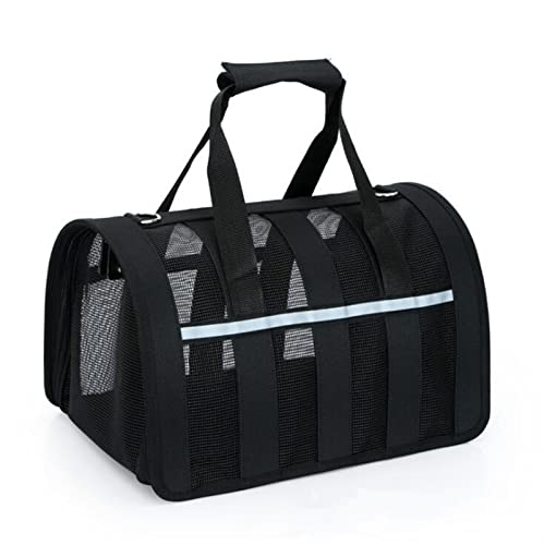 FIONEL Haustier Transport Hundebeutel, atmungsaktives und atmungsaktives Mesh, tragbar und faltbar, GeeignetFrei Pet Langstrecken-Reiseverkehr Taschenträger (Color : Schwarz, Size : Small) von LUCBEI