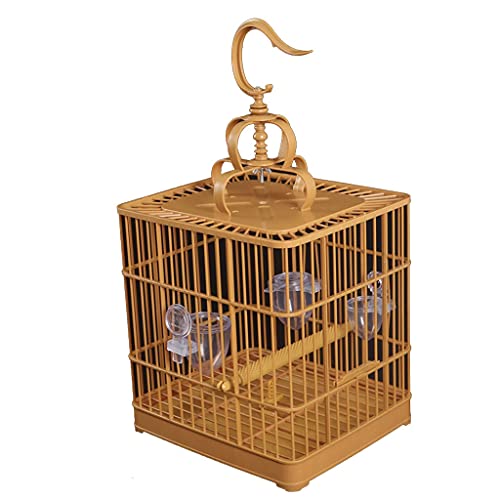 Vogelkäfig Birdcage Square Plastic Bathing Cage Finch Vogel Papagei Tragbare Hängende Vogelkäfig mit stehender Stange und Fütterungsschale Finkenkäfig (Color : B) von LUCBEI