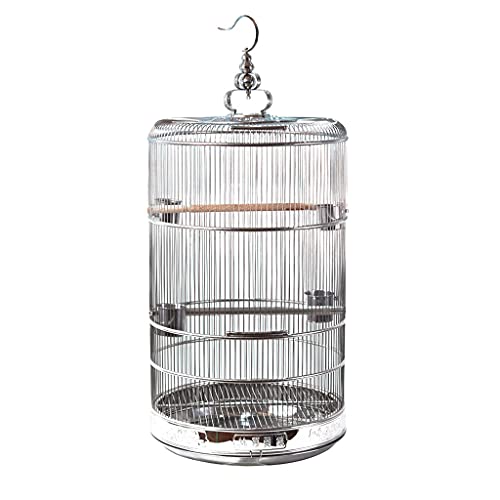 Vogelkäfig Edelstahl mutiger Vogelkäfigpapagei großer Vogelkäfig mit Feeder und Pole kann for Sittiche, Kanarien, Liebesvögel verwendet Werden Finkenkäfig (Color : A) von LUCBEI