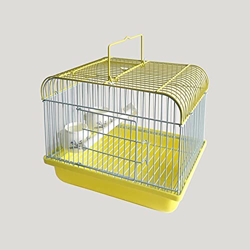 Vogelkäfig Haustierprodukte Reisekäfig for Vögel und Kleintiere Vogelträger mit Barsch und Fütterungsbecher, tragbarer Vogelreisekäfig Leichter Atmungsaktiv Finkenkäfig (Color : Geel) von LUCBEI