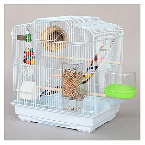 Vogelkäfig Papageikage Luxus Villa Zucht Vogelkäfig Großmetall mit Schubladen Geeignet for Vögel Kleine Papageien und Tauben Finkenkäfig (Color : Wit) von LUCBEI