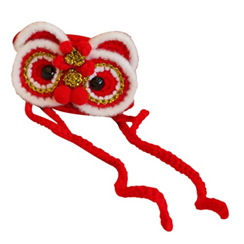 Chinesisches Neujahrs-Hundekostüm, Niedliches Tiermuster, Verstellbare Größe für Festliche Katzendekoration, Tägliches Tragen (Red Hat freie Größe) von LUCKDANO