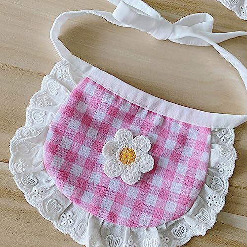 Hundehalstuch mit Niedlichem Karomuster für Kleine Hunde, Lätzchen, Welpenschal für Bichon, Teddy, Zwergspitz (Rosa) von LUCKDANO
