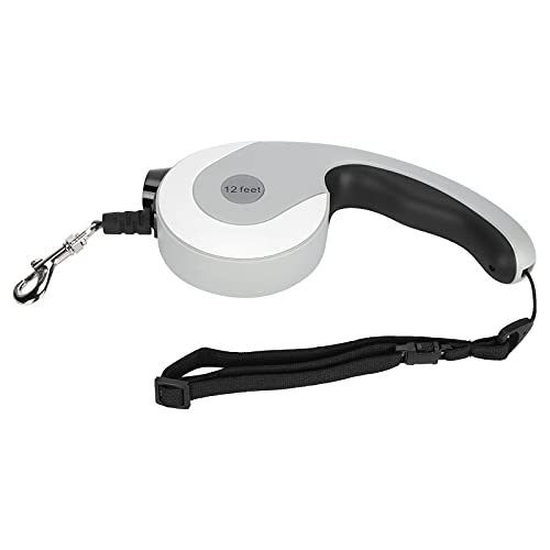 LUCKDANO Einziehbarer Hundeleine, Welpenleine -Hundeleine für Kleine Hunde mit LED -LED Leg Leg Lead Lease Leine für Kleine und Mittlere Große Hund (weiß grau) von LUCKDANO