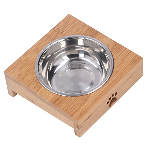 LUCKDANO Erhöhte Hundeberschungen, Langsame Feeder -Hundeblößen Erhöhte Hundeschale mit Holzständer Edelstahl Haustier Futter Schüssel für Kleine Mittelgroßen Große Welpen und Katzen Hund, 5,5 X,4 von LUCKDANO