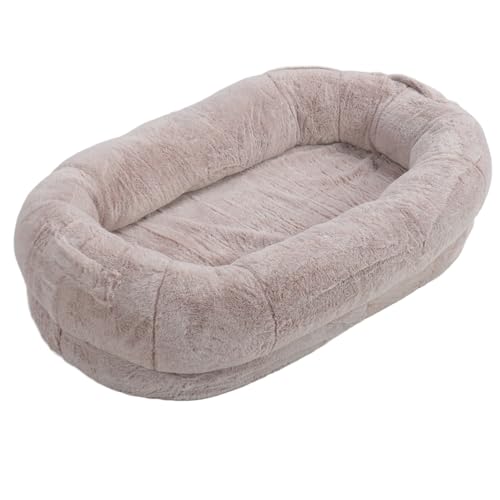 LUCKDANO Großes Hundebett, Kunstfellbezug, Viel Platz, Maschinenwaschbar, Ergonomisches Design, Multifunktional, Geräumig, Weicher Schlafplatz, Richtige Unterstützung (100 * 70 * 30CM) von LUCKDANO