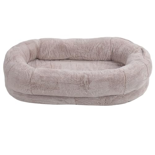 LUCKDANO Großes Hundebett, Kunstfellbezug, Viel Platz, Maschinenwaschbar, Ergonomisches Design, Multifunktional, Geräumig, Weicher Schlafplatz, Richtige Unterstützung (135 * 85 * 30CM) von LUCKDANO