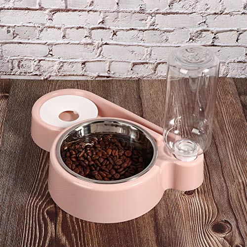 LUCKDANO Katzenfutter und Wasserschüssel Set, Welpenwasserspender Katzenschalen für Innenkatzen Edelstahl Automatische Haustier -Feeder Doppelschalen Lebensmittel Wasserspender für Kleine Hunde, von LUCKDANO