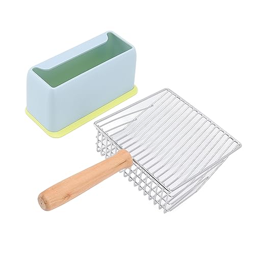 LUCKDANO Metall Cat Müll Schaufel, Edelstahlstreu Schaufel Pooper Kätzchen Poop Sifting mit Halter Katze Poop für Katzendrüsenschachtel von LUCKDANO