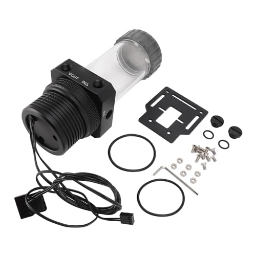 LUCKDANO Pumpenreservoir -Kombination, Wasserkühlpumpentank PC Wasserpumpe G1/4 PC Integrierter Pumpentank 30 Mesh Filter 1100L/H 5900 U/min für Wasserkühlsystem (Black) von LUCKDANO