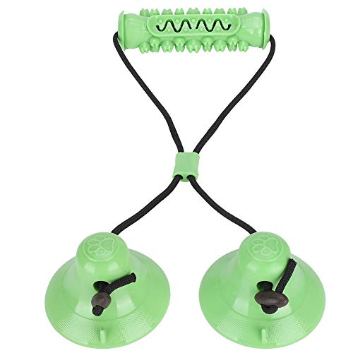 LUCKDANO Saugbecher Hundespielzeug Tauziehen des Krieges, Interaktives Hund Spielzeug Biss und Bürstenhundspielzeug mit Doppelsaugne -Tasse Hund Zahnbürste Kauen Spielzeug Haustierzähne (Green) von LUCKDANO