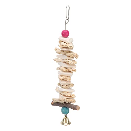 LUCKDANO Vogelspielzeug, 25 cm Cuttlebone für Vögel -Spielzeug mit Festen Schnallen Glocken -Tintenfisch -Knochen für Papageien Hamster Andere Kletterer Haustiere (25CM) von LUCKDANO