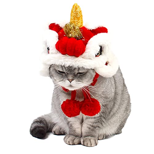 Weihnachts-Hunde-Löwenhut Im Chinesischen Stil, Einfache Befestigung, Ideales, Warme Haustier-Löwentanzmütze für Wochenendpartys, Hautfreundlich (L) von LUCKDANO