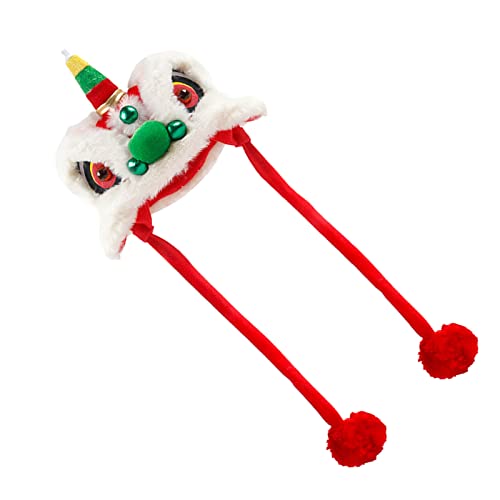 Weihnachts-Hunde-Löwenhut Im Chinesischen Stil, Einfache Befestigung, Ideales, Warme Haustier-Löwentanzmütze für Wochenendpartys, Hautfreundlich (L) von LUCKDANO