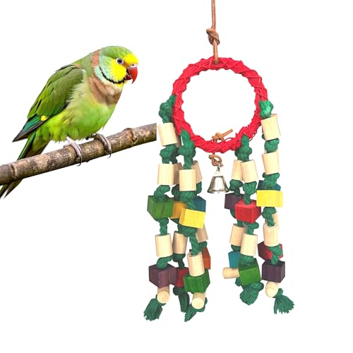 LUCKITTY Großes Vogelspielzeug, natürliches Holzpapageienspielzeug 00375 von LUCKITTY