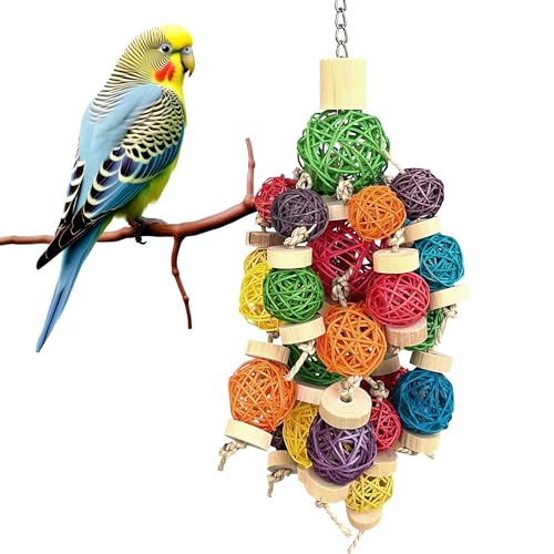 LUCKITTY Großes Vogelspielzeug, natürliches Holzpapageienspielzeug 00678 von LUCKITTY