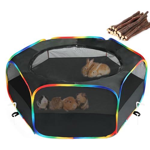LUCKITTY Wasserdichter Kleintier-Laufstall für Kätzchen, Welpen, Meerschweinchen, Kaninchen, Hamster, Chinchillas, Schwarz LUCKITTY Wasserdichter Kleintier-Laufstall für Kätzchen, Welpen, Meerschweinchen, Kaninchen, Hamster, Chinchillas, Schwarz von LUCKITTY