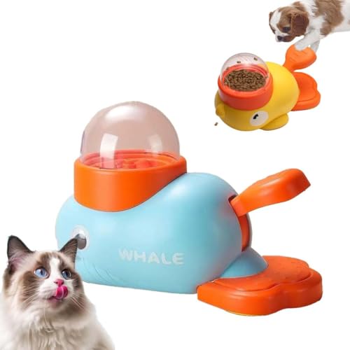 Cat Slot Machine Treat Dispenser, Ente Futterspender, 2-in-1 Entenform Interaktive Futterspender, Ente Hundeleckerli-Futterspender mit Knopf, Leckerli-Spender für Hunde, Katzen (Blau) von LUCKKY