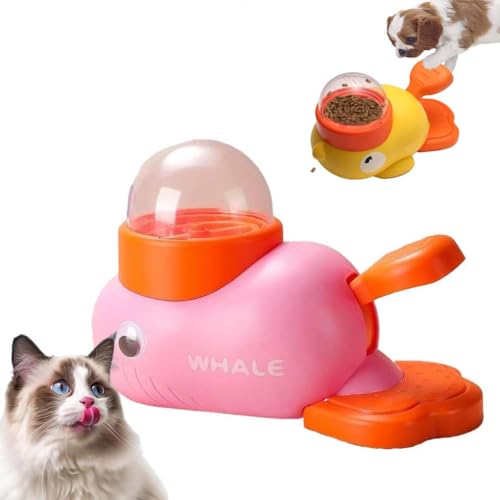 Cat Slot Machine Treat Dispenser, Ente Futterspender, 2-in-1 Entenform Interaktive Futterspender, Ente Hundeleckerli-Futterspender mit Knopf, Leckerli-Spender für Hunde, Katzen (Rosa) von LUCKKY