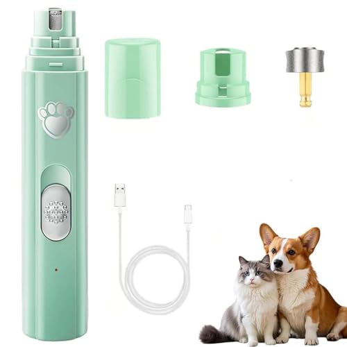 Concertchop Dog Nail Grinder, KrallenSchleifer Pro Set - Schmerzfreier Nagelschleifer fur Hunde, 3 Schleifmodus & 2 Geschwindigkeiten, Superleise Wiederaufladbare Elektrische Nageltrimmer (Grün) von LUCKKY