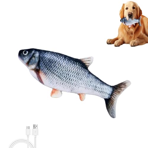 Dancing Fish Dog Toy, Floppy Fish Hundespielzeug, Katzenspielzeug Fisch Elektrisch mit Katzenminze, Interaktives Simulation Waschbares Plüsch Fischspielzeug, Lustiges Kauspielzeug für Katze Hund (A) Dancing Fish Dog Toy, Floppy Fish Hundespielzeug, Katzenspielzeug Fisch Elektrisch mit Katzenminze, Interaktives Simulation Waschbares Plüsch Fischspielzeug, Lustiges Kauspielzeug für Katze Hund (A) von LUCKKY