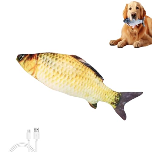 Dancing Fish Dog Toy, Floppy Fish Hundespielzeug, Katzenspielzeug Fisch Elektrisch mit Katzenminze, Interaktives Simulation Waschbares Plüsch Fischspielzeug, Lustiges Kauspielzeug für Katze Hund (B) von LUCKKY