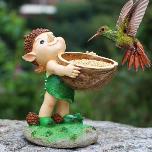 Elf Hand Held Walnut Bird Bath Bowl Bird Feeder, Elf Hand Held Walnuss Vogelbad Schüssel Vogelfutterhaus, Elfe Statue Futtersäule Wasserschüssel, Futterhaus für Vogel mit Futterschale Elf Hand Held Walnut Bird Bath Bowl Bird Feeder, Elf Hand Held Walnuss Vogelbad Schüssel Vogelfutterhaus, Elfe Statue Futtersäule Wasserschüssel, Futterhaus für Vogel mit Futterschale von LUCKKY