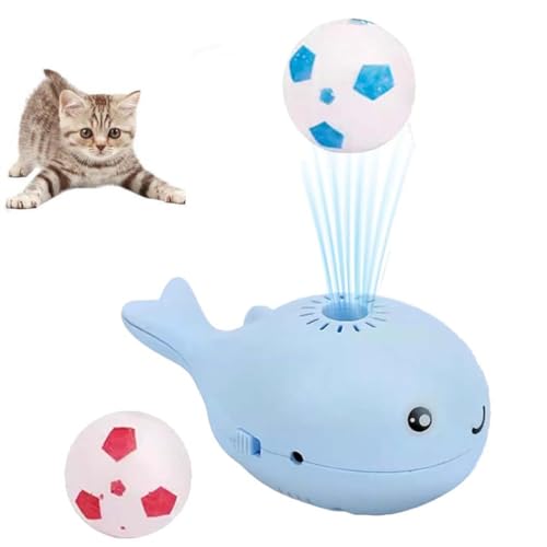 Floating Ball Cat Toy,Schwimmender Ball Katzenspielzeug,2-in-1 Elektrisches Blas & Bewegter Balls Teaser - Interaktive Wale Katzenspielzeugkugel,Unterhalten Sie Katzen Fußball Katzenspielzeug (Blau) von LUCKKY