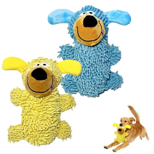 Ipawsplus Squeaky Dog Plush Toy, Quietschendes Plüschtier für Hunde, Hunde-Stofftiere, Interaktives Plüschtier für Haustiere, langlebiges Kauspielzeug Für Große, Mittlere und Kleine Hundes (Blau+Gelb) von LUCKKY