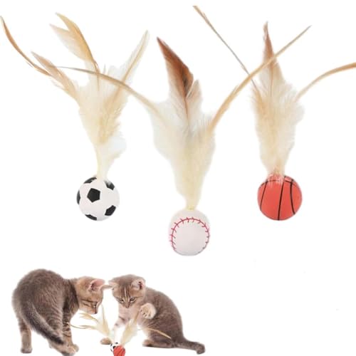 LUCKKY 3 Stück Celery Pets, Interaktives Federballspielzeug-Set für Katzen, Katzenspielzeug Spielzeug mit Federn, Katzen-Hüpfball-Spielzeug, Kätzchen Federspielzeug Katzenbälle Spielzeug LUCKKY 3 Stück Celery Pets, Interaktives Federballspielzeug-Set für Katzen, Katzenspielzeug Spielzeug mit Federn, Katzen-Hüpfball-Spielzeug, Kätzchen Federspielzeug Katzenbälle Spielzeug von LUCKKY